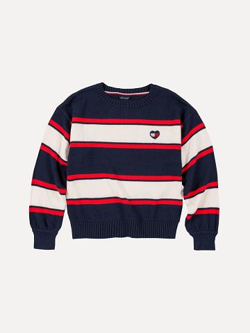 Lány Tommy Hilfiger Totyogó' Stripe Pulóver Pulóverek Kék Fehér | HU 1898WNB